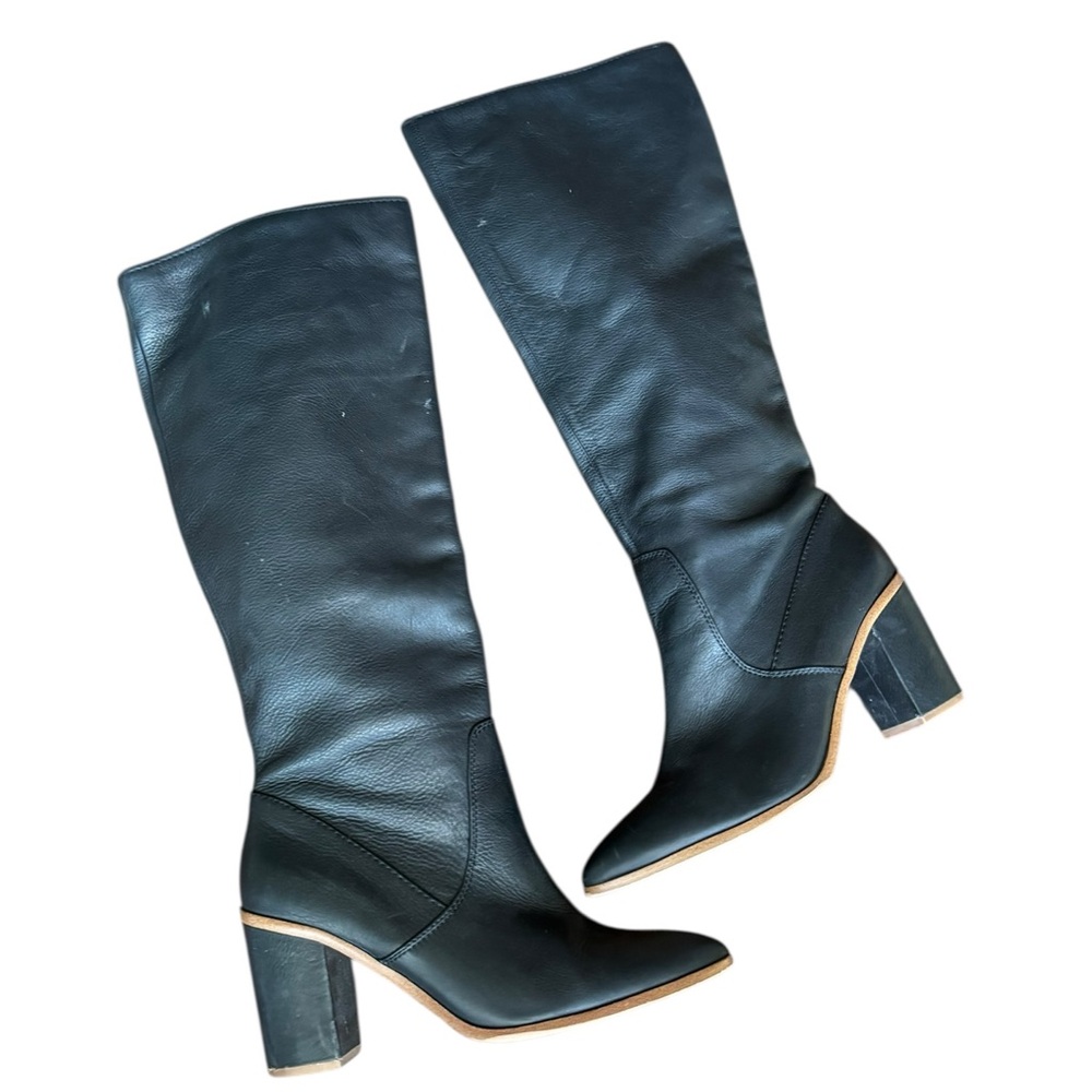 1. State Paiton Sophisticated Black knee high Leather Heeled Boots Size 9.5M